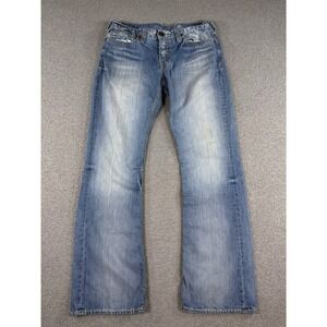 Guess Jeans Men's 34 Blue Falcon Slim Fit Bootcut Cotton Button Fly Medium Wash